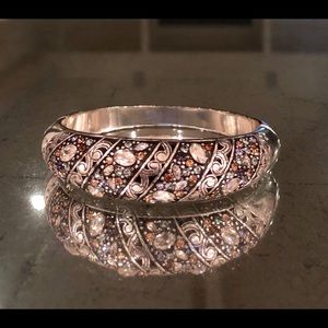 Silver crystal hinged bracelet